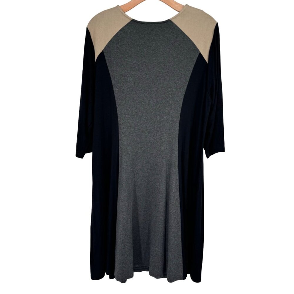 Karen Kane Colorblock  Womens size 2X plus 3/4 Sleeve Knee-Length tunic dress - Picture 9 of 11